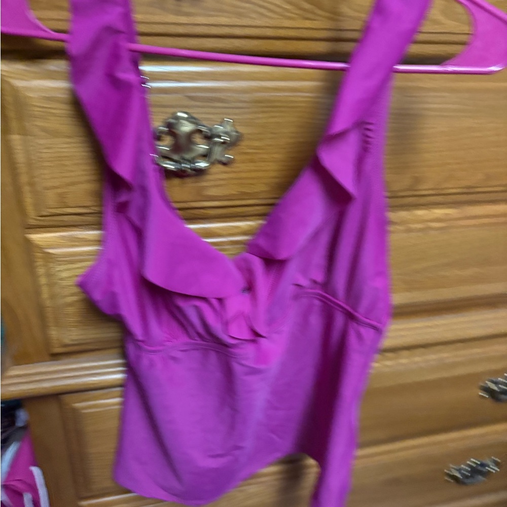 DKNY Pink Ruffled Tankini